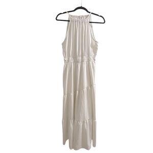 White Long Maxi Neck Tie Dress